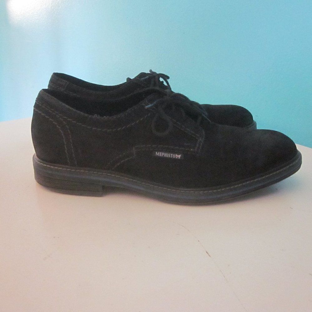 Mens 8.5 UK Size 8 Black Suede Leather Mephisto AirJet Lace Up Shoes